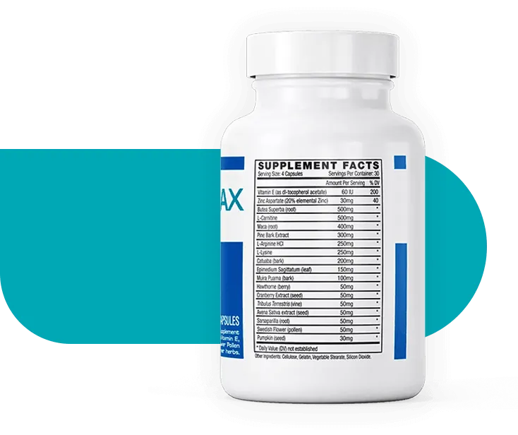 Semenax supplement facts label — full ingredient panel
